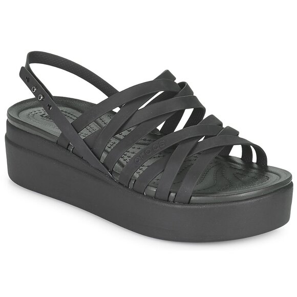CROCS Brooklyn Strappy Slingback Platform Sandal Comfort LiteRide Buckle Black - Picture 4 of 13